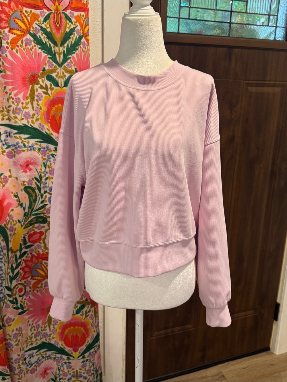 NWOT lululemon Light Pink Ribbed Crewneck Pullover Sz4